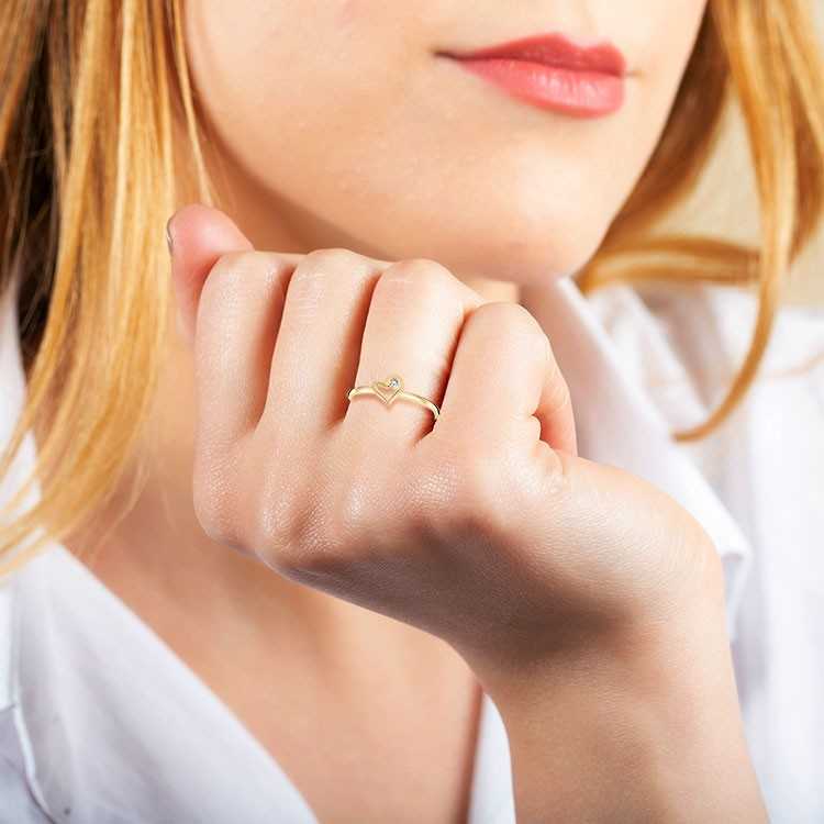 Bague Forme C Ur Or Jaune Diamant Bijou L Gant Pour Femme