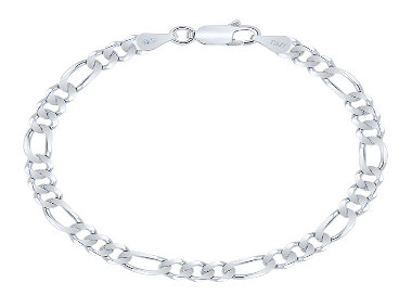 Bracelet Maille Figaro (1+3) 5.6 mm Argent 925 Rhodié 