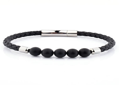Bracelet Homme Perles Obsidienne - Onyx & Acier - Bracelets Tendances