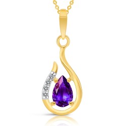 Collier Or 375/1000 Améthyste taille poire 4 Diamants