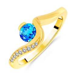 Bague en Argent 925 plaqué Or 18 carats Topaze Bleue Suisse