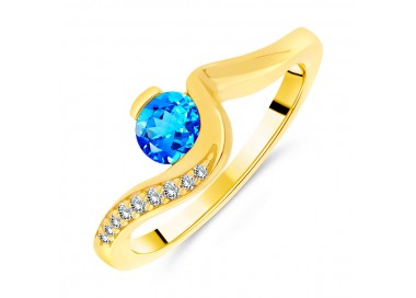 Bague en Argent 925 plaqué Or 18 carats Topaze Bleue Suisse