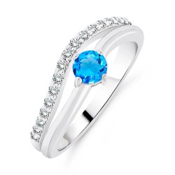 Bague en Argent 925/1000 & Topaze Bleue Suisse