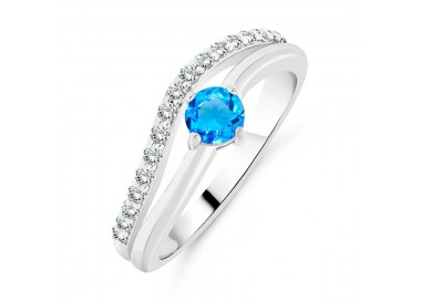 Bague en Argent 925/1000 & Topaze Bleue Suisse