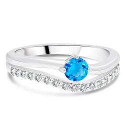 Bague en Argent 925/1000 & Topaze Bleue Suisse couchée