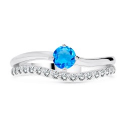 Bague en Argent 925/1000 & Topaze Bleue Suisse dessus