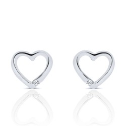 Boucles d'oreilles Coeur en Or Blanc 375/1000 Diamants