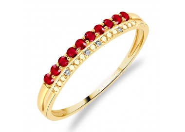 Bague Or Jaune 375/1000 Rubis et Diamants